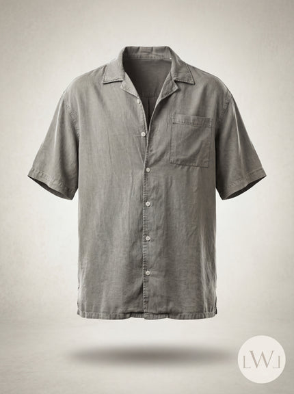 Acid Washed 100% Tencel Oversize Short Sleeve Men's Shirt