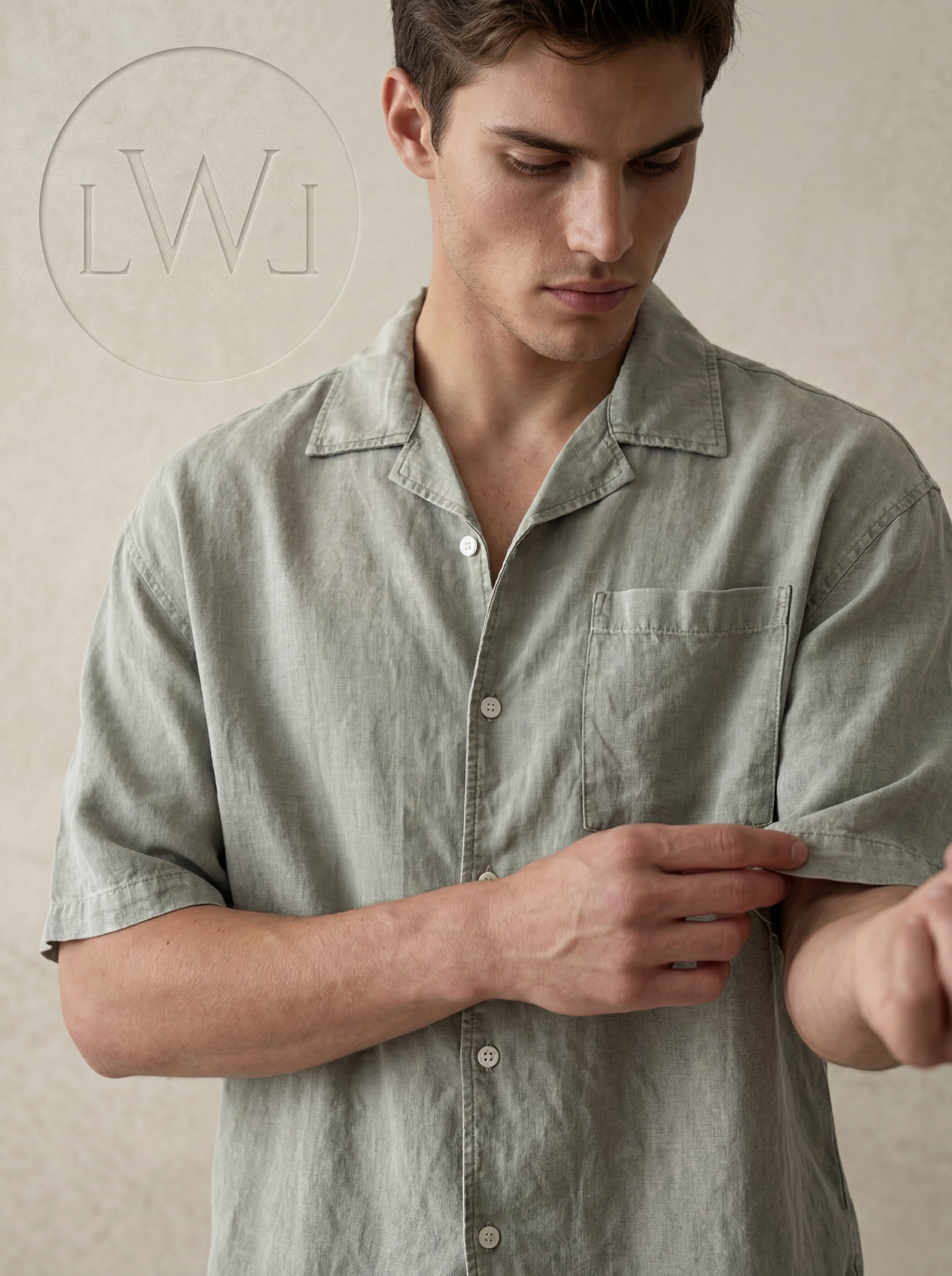 Acid Washed 100% Tencel Oversize Short Sleeve Men's Shirt