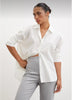 Linen Look White Oversize Classic Shirt