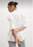 Keten Görünümlü Beyaz Oversize Klasik Gömlek