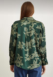 Saten Yaprak Desenli Yeşil Gofreli Kadın Gömlek
