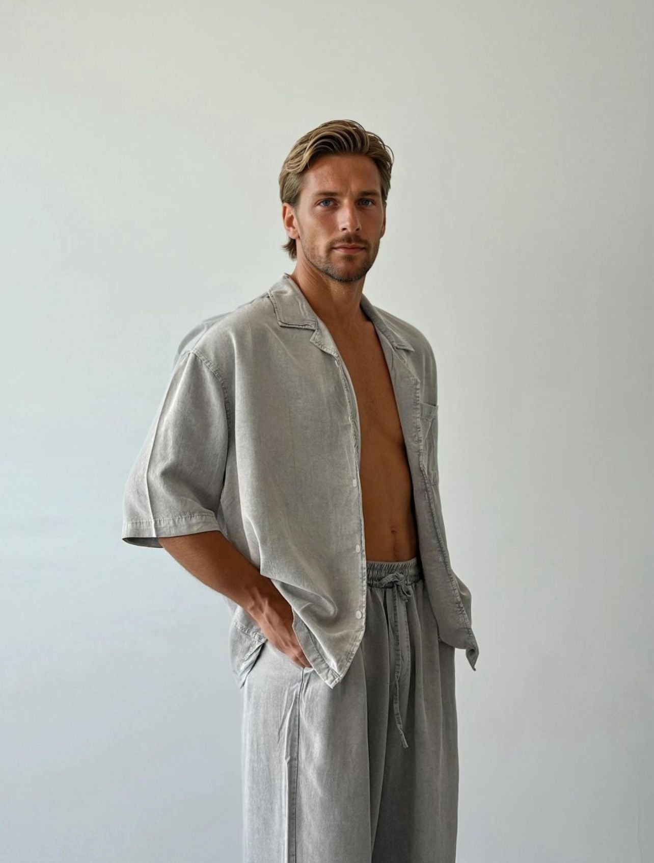 Asit Yıkamalı %100 Tensel Oversize Pantolon