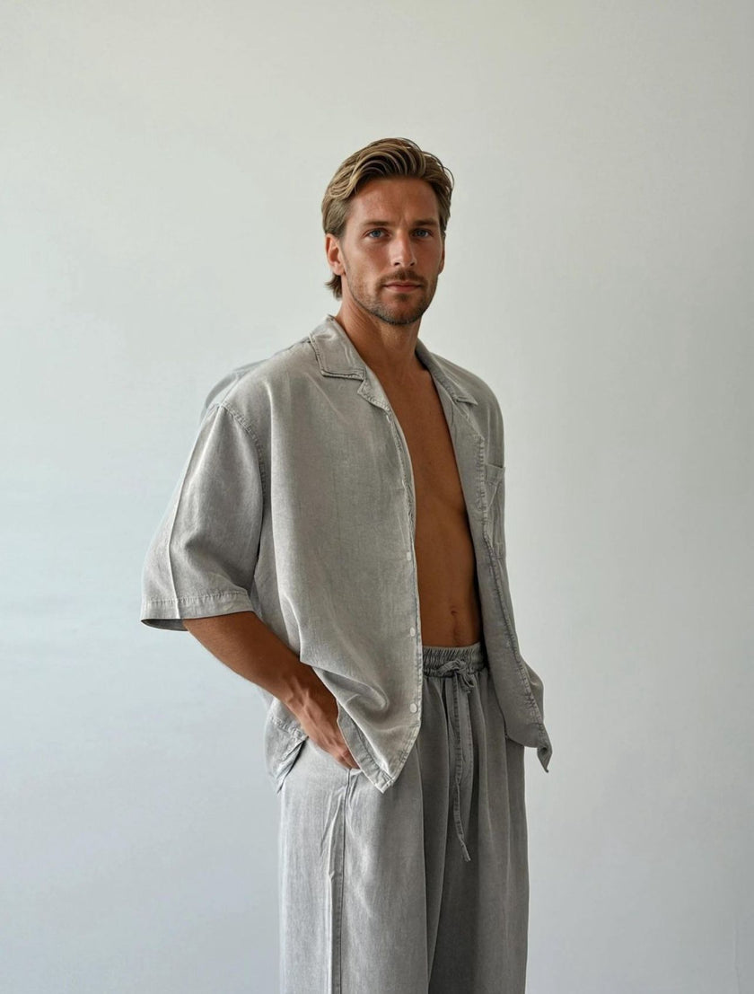 Asit Yıkamalı %100 Tensel Oversize Pantolon