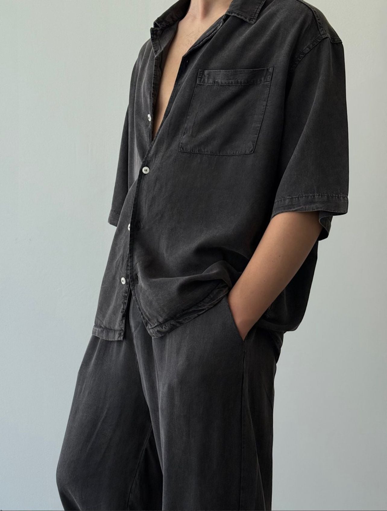 Asit Yıkamalı %100 Tensel Oversize Pantolon