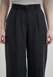 Yüksek Bel Pileli Siyah Bol Paça Wide Leg Kadın Kumaş Pantolon