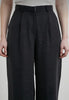 High Waist Pleated Black Wide Leg Women's Fabric Trousers
