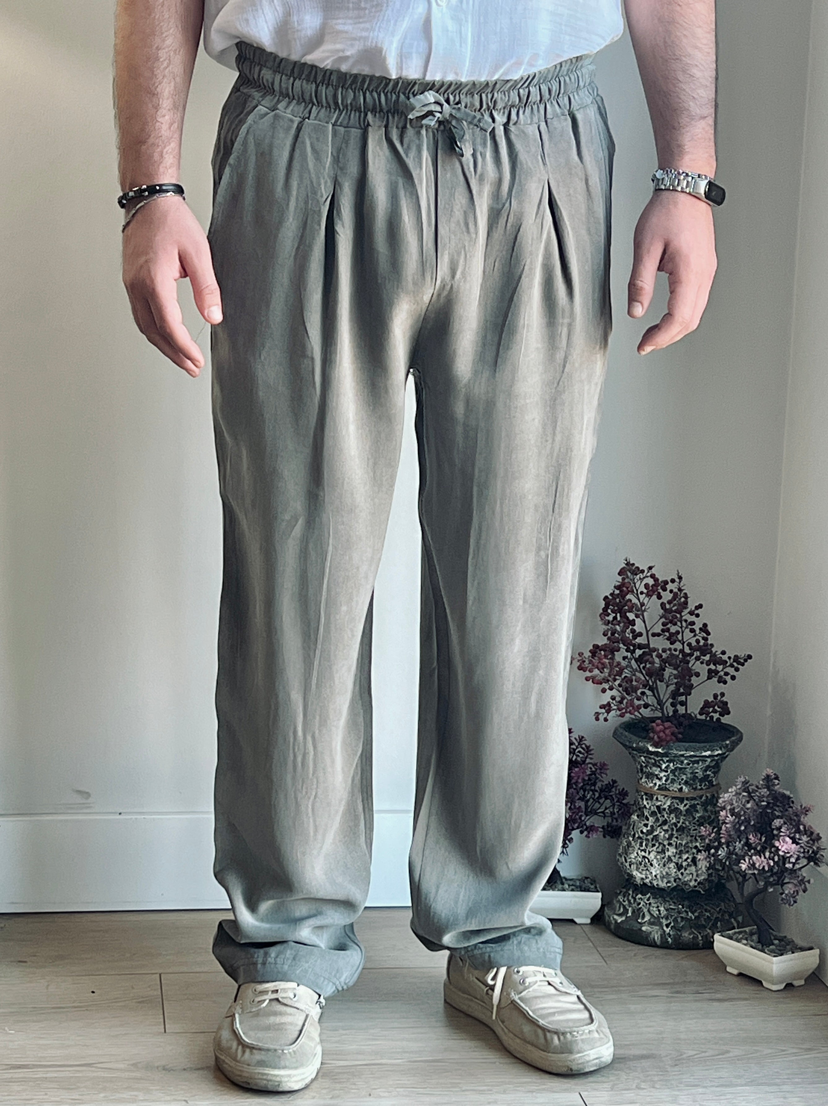 Yıkamalı Bel Detaylı Modal Pantolon - İpeksi Döküm & Relax Fit