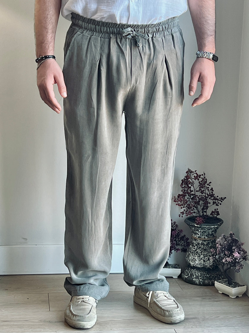 Yıkamalı Bel Detaylı Modal Pantolon - İpeksi Döküm & Relax Fit