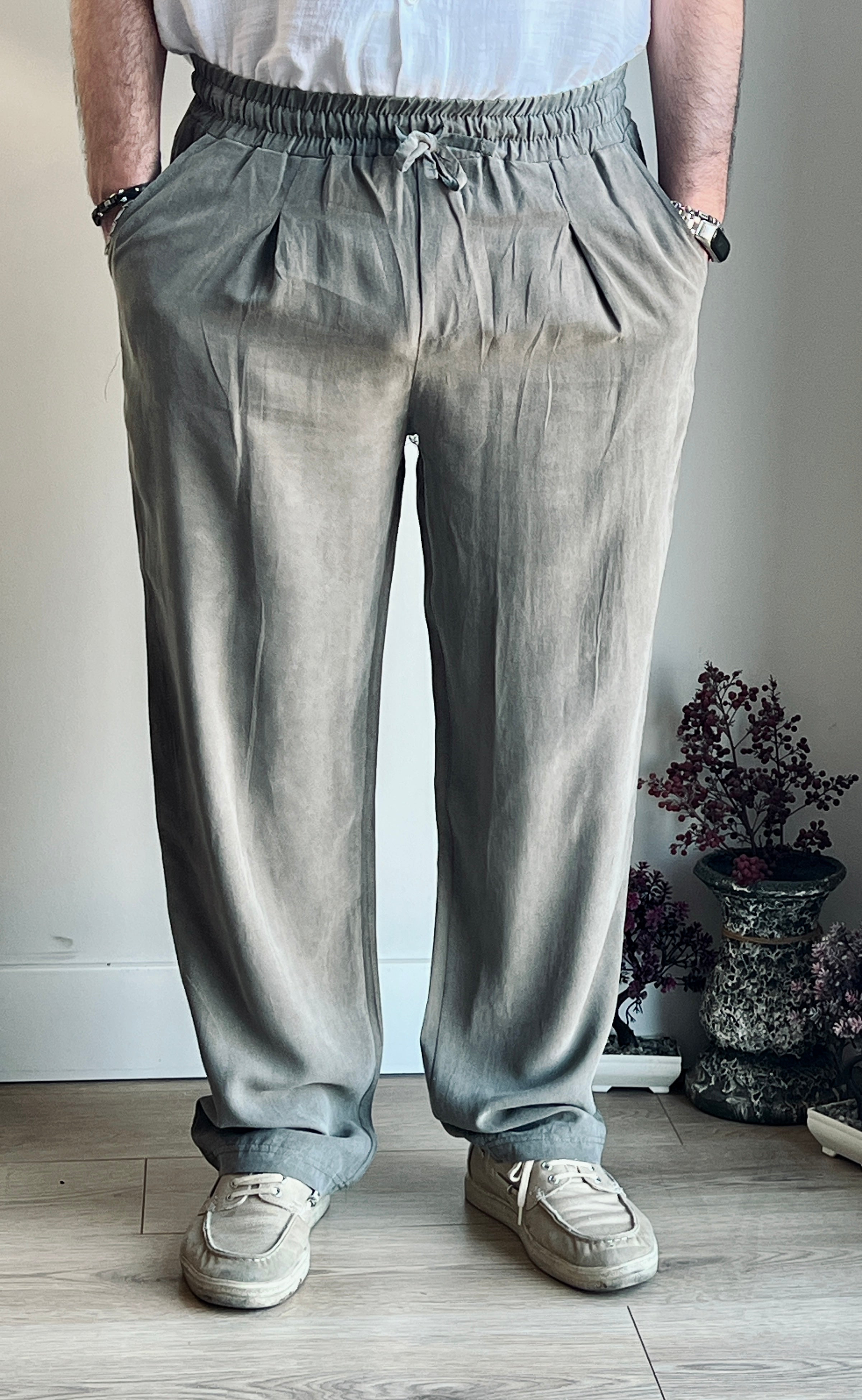 Yıkamalı Bel Detaylı Modal Pantolon - İpeksi Döküm & Relax Fit