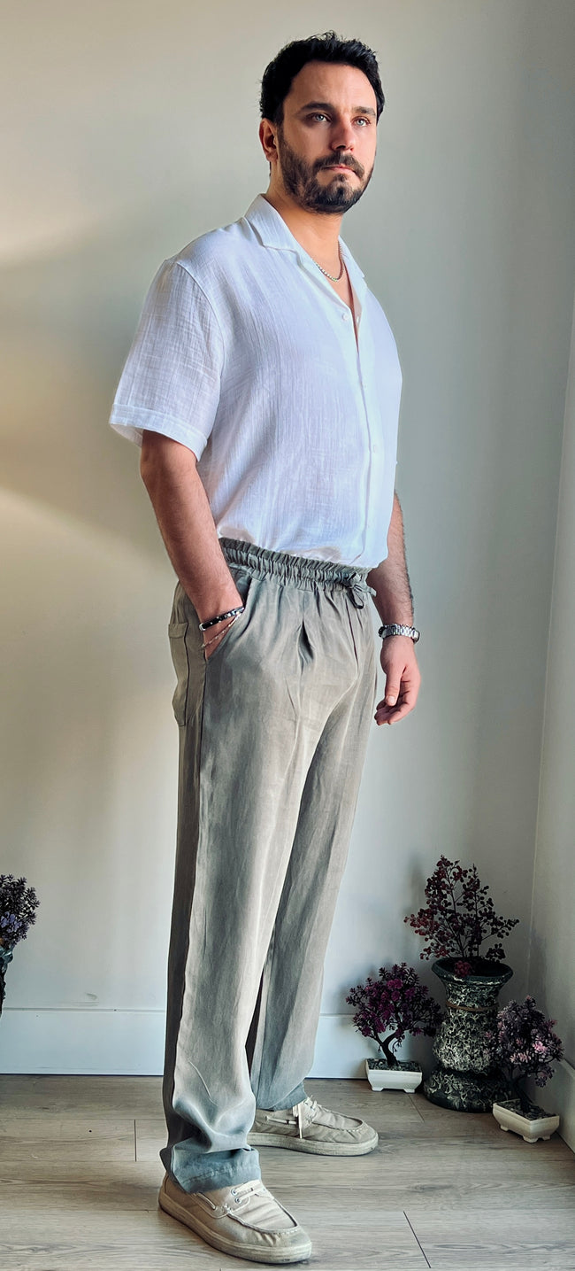 Yıkamalı Bel Detaylı Modal Pantolon - İpeksi Döküm & Relax Fit