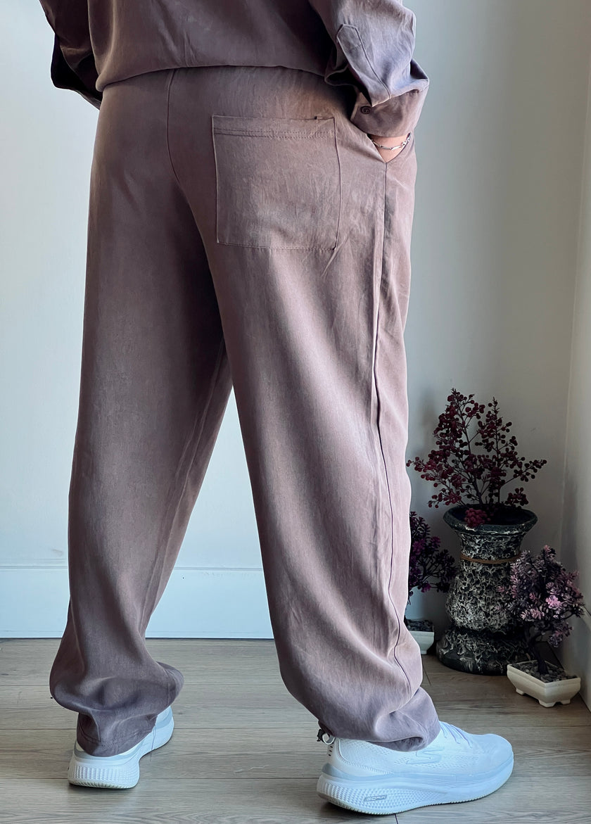 Yıkamalı Bel Detaylı Modal Pantolon - İpeksi Döküm & Relax Fit