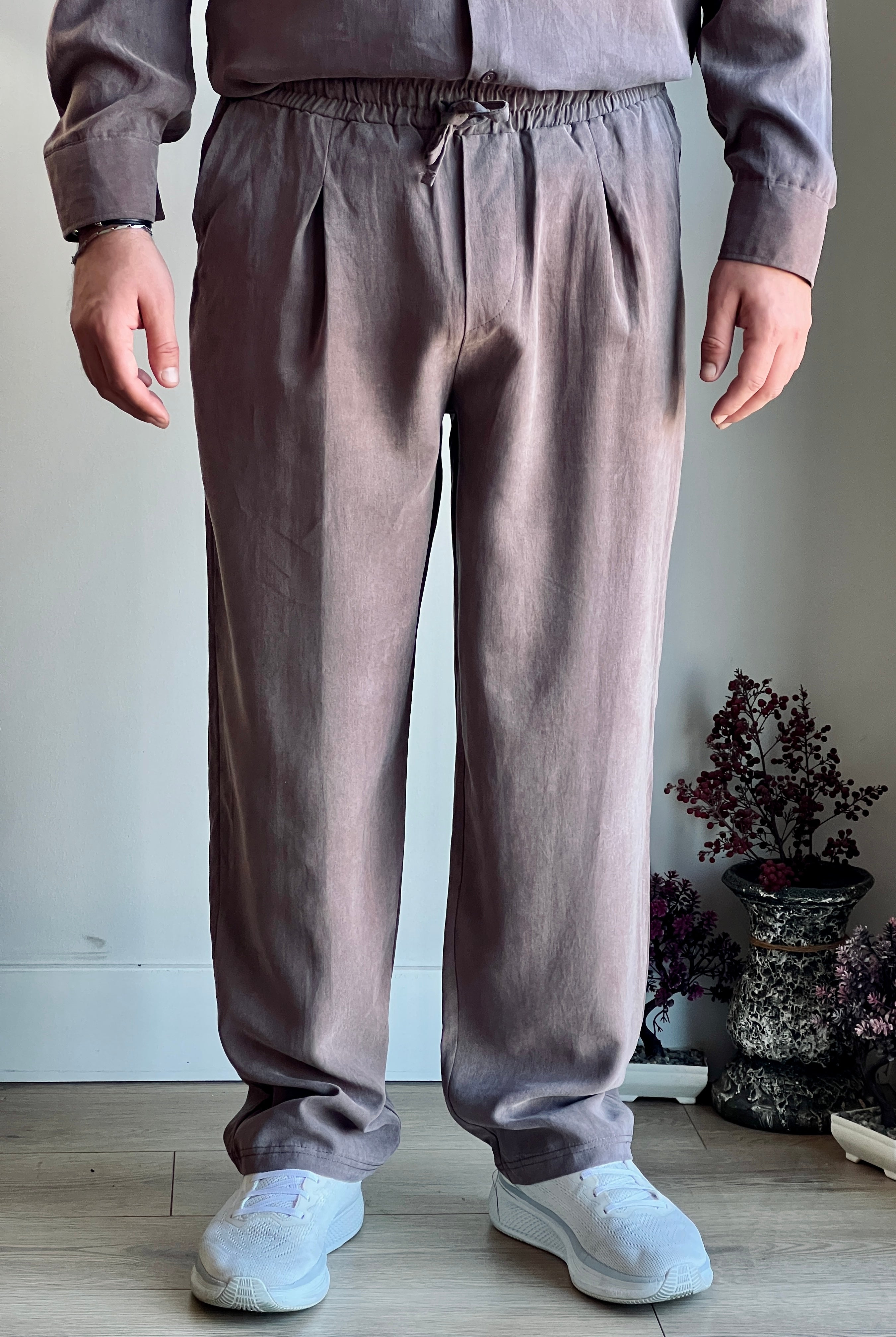 Yıkamalı Bel Detaylı Modal Pantolon - İpeksi Döküm & Relax Fit