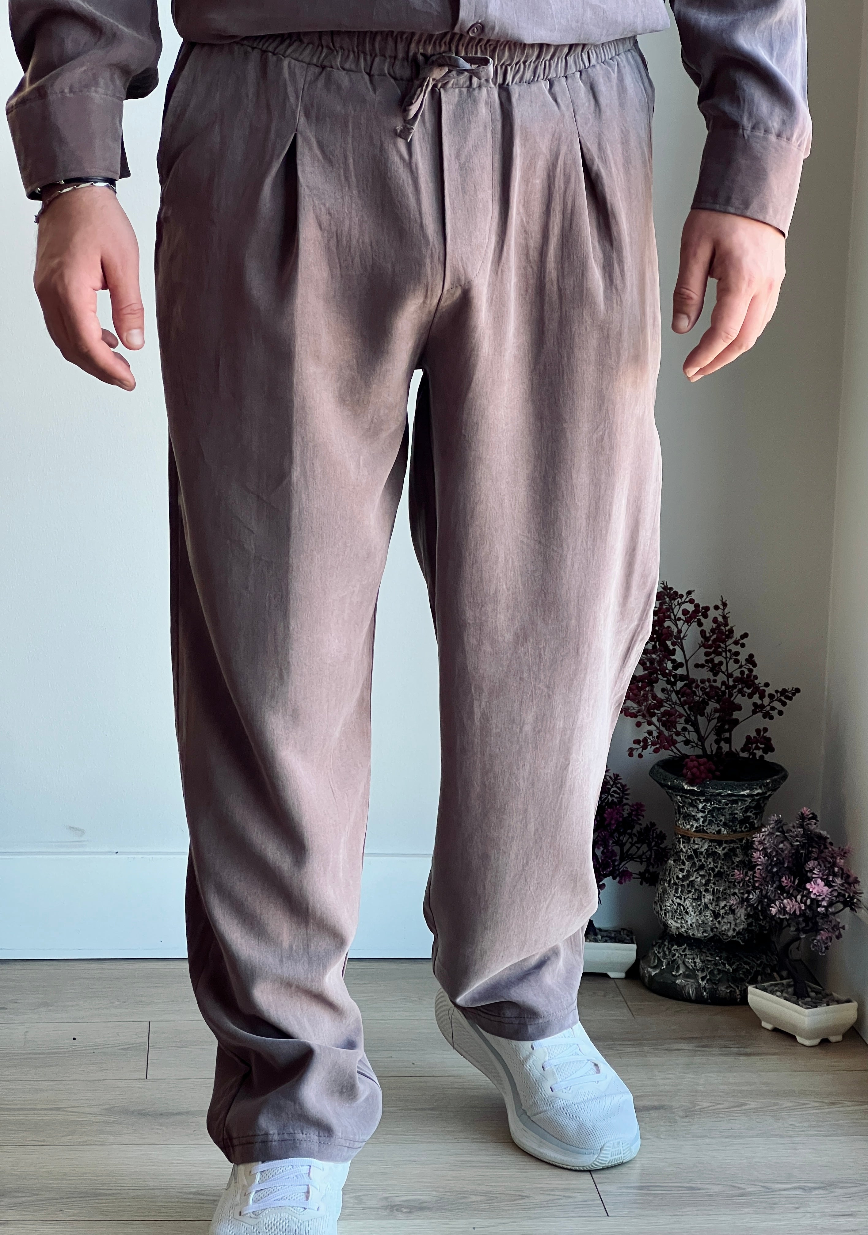 Yıkamalı Bel Detaylı Modal Pantolon - İpeksi Döküm & Relax Fit