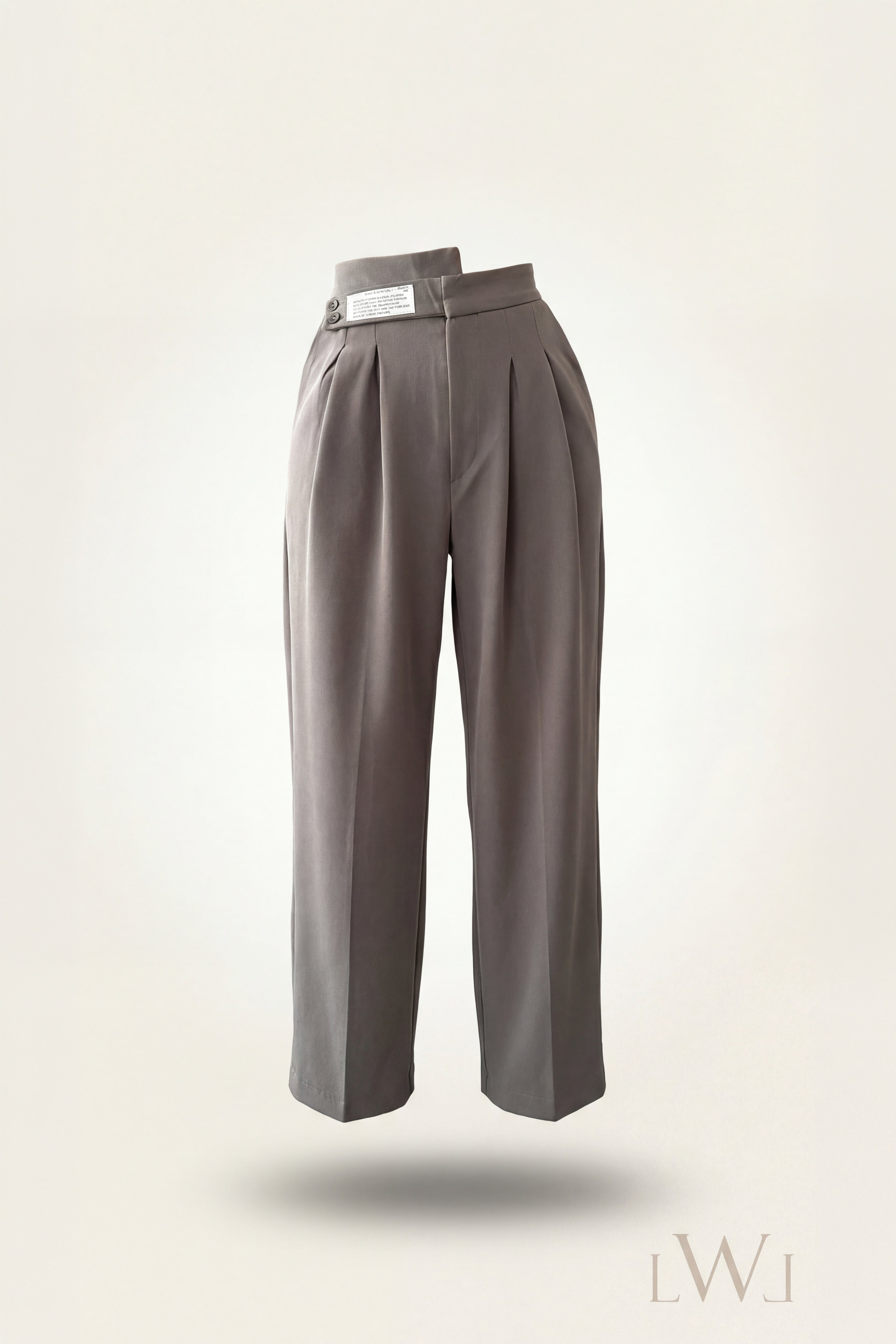 High Waist Pleated Belt Wide Leg Women's Fabric Trousers